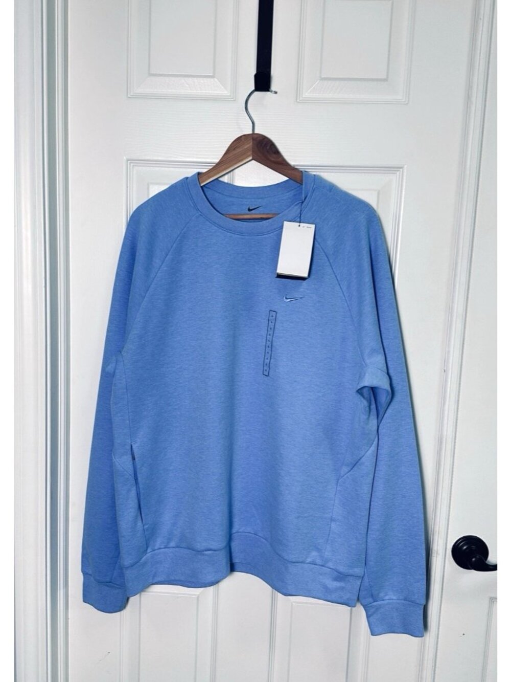 Nike Mens Primary Fleece Dri-FIT UV Performance Crew Neck Blue Large Pockets NWT - Picture 2 of 16
